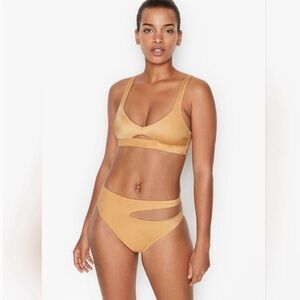 Victoria’s Secret shimmery gold cut-out bikini (top and bottom)